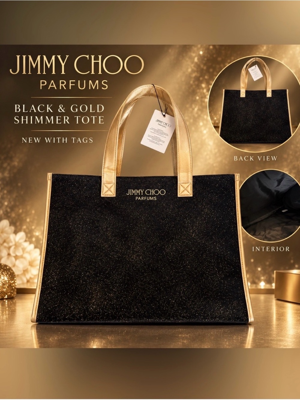 Jimmy Choo Parfums Black & Gold Shimmer Tote